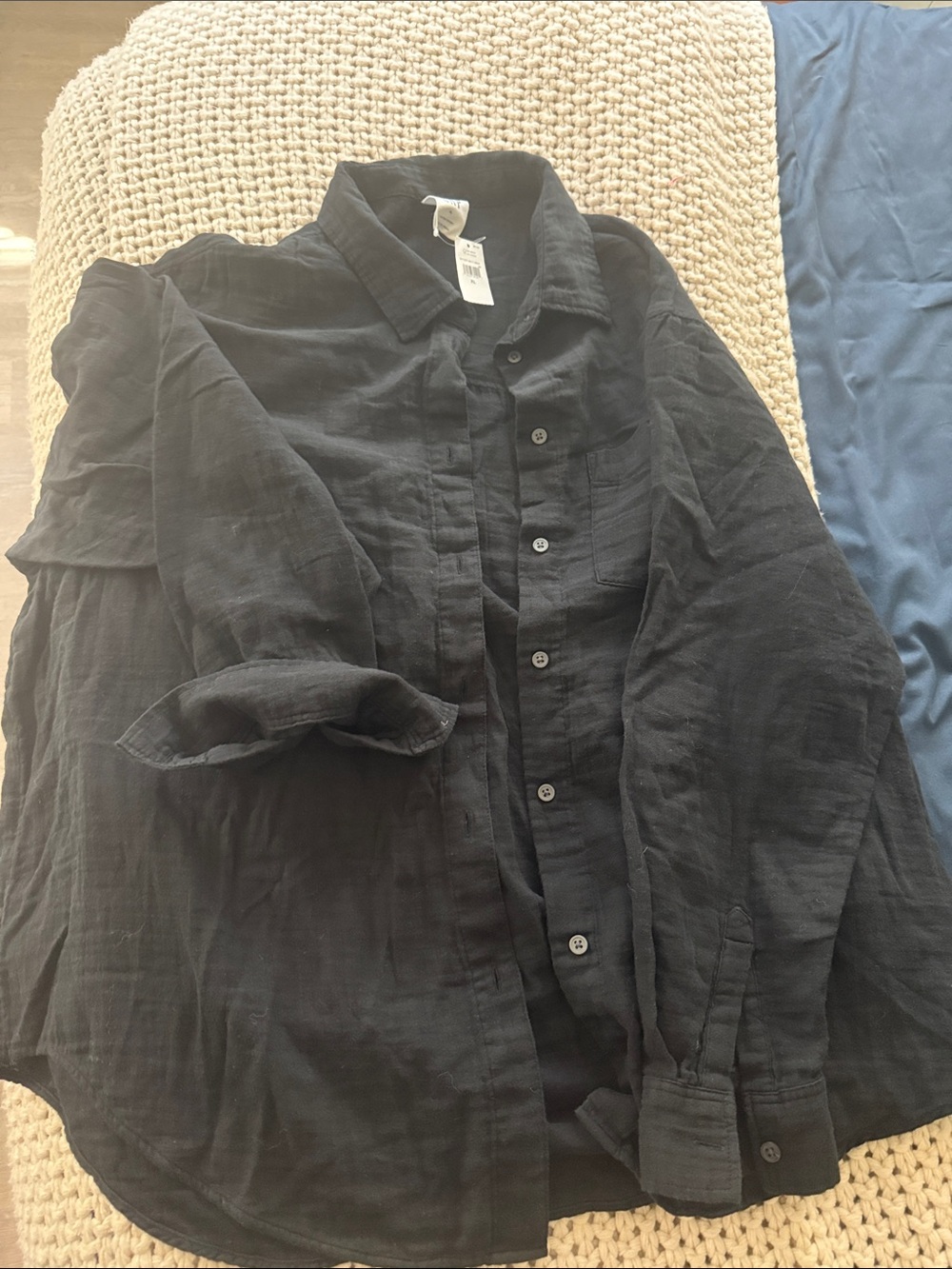 GAP Men’s Black Lightweight Button-Front Shirt Jacket